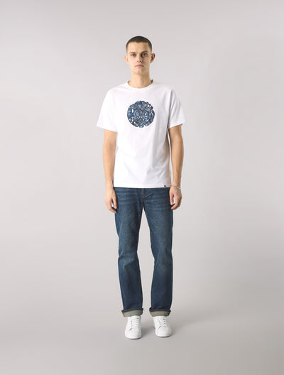 White Mens Paisley Applique Logo T-shirt