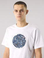 White Mens Paisley Applique Logo T-shirt