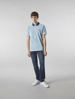 Blue Contrast Collar Polo Shirt