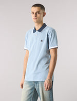 Blue Contrast Collar Polo Shirt