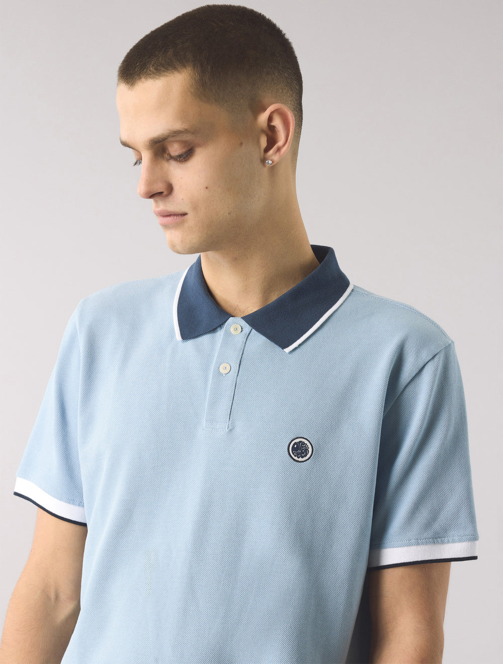 Blue Contrast Collar Polo Shirt