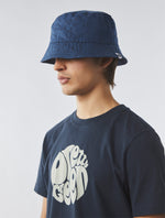 Navy Tonal Paisley Reversible Bucket Hat