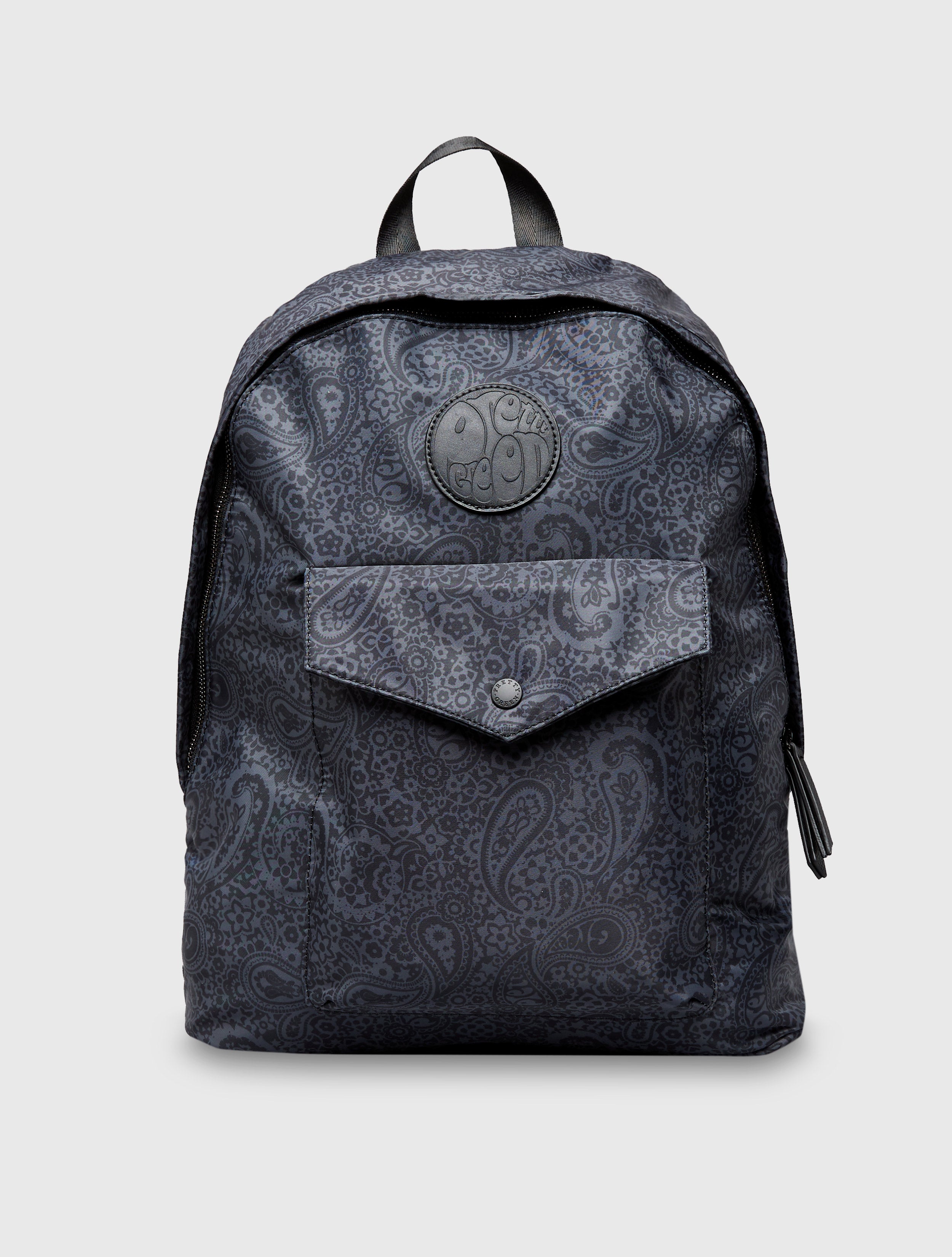 Black Tonal Wonderwall Paisley Zip Backpack