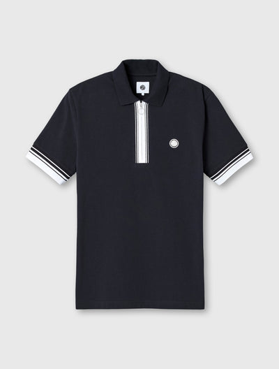 Black Finham Zip Neck Polo