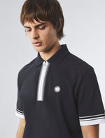 Black Finham Zip Neck Polo