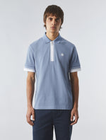 Blue Finham Zip Neck Polo