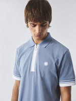 Blue Finham Zip Neck Polo