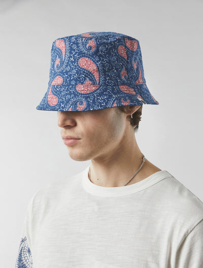 Navy Laguna Paisley Reversible Bucket Hat