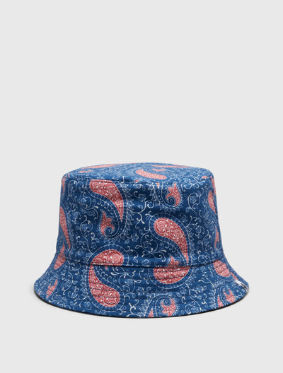 Navy Laguna Paisley Reversible Bucket Hat