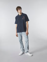 Navy Griggs Towelling Paisley Polo