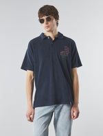 Navy Griggs Towelling Paisley Polo