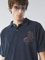 Navy Griggs Towelling Paisley Polo