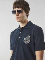 Navy Bay Paisley Embroidered Polo