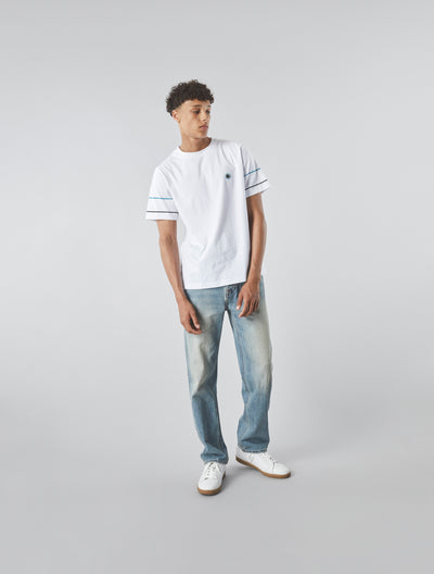 White Tilby Sleeve Stripe T-shirt