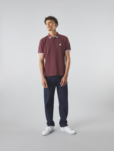 Burgundy Mountfield Zip Polo