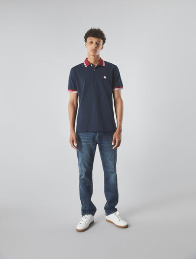 Navy Tilby Contrast Collar Polo