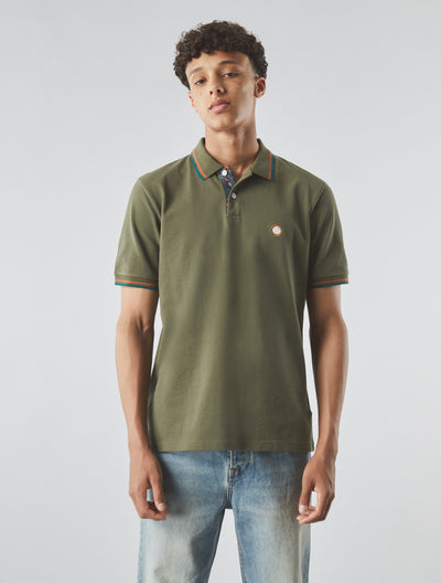 Khaki Wonderwall Paisley Placket Polo