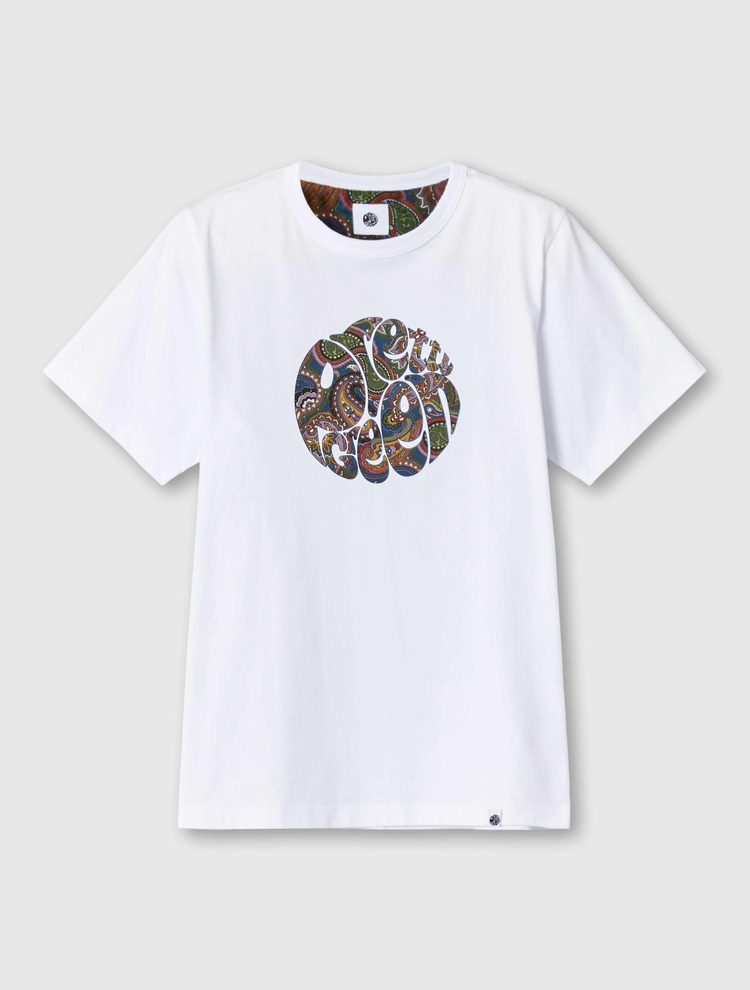 White 15th Anniversary Paisley Logo T shirt