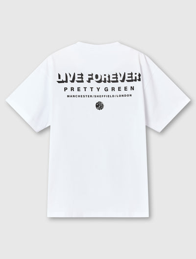 White Live Forever Text T-Shirt