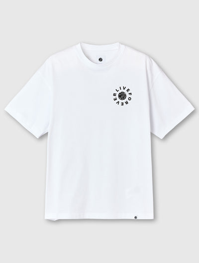 White Live Forever Text Logo T-Shirt