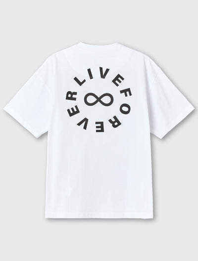 White Live Forever Text Logo T-Shirt