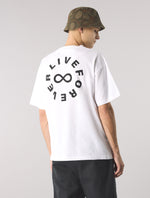 White Live Forever Text Logo T-Shirt