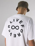 White Live Forever Text Logo T-Shirt