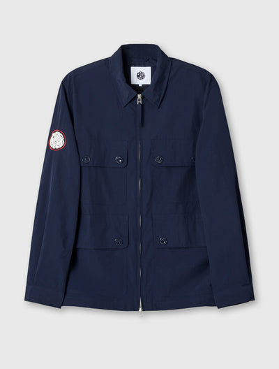 Navy Live Forever Zip Up Overshirt