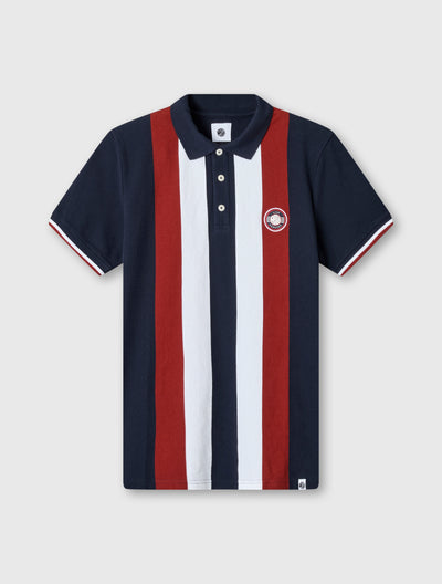 Navy Live Forever Engineered Stripe Polo