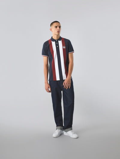 Navy Live Forever Engineered Stripe Polo