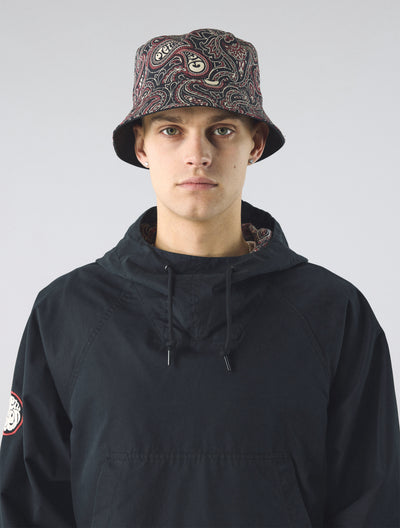 Black Reversible Paisley Bucket Hat