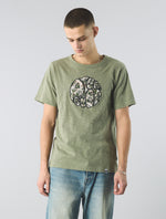 Green Aquarelle Paisley Applique Logo T-Shirt