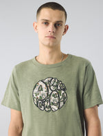 Green Aquarelle Paisley Applique Logo T-Shirt