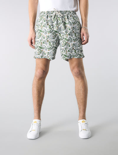 Stone Aquarelle Paisley Swim Shorts