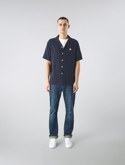 Navy Islington Cuban Collar Shirt