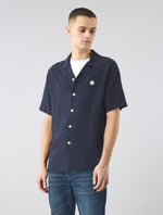 Navy Islington Cuban Collar Shirt