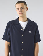 Navy Islington Cuban Collar Shirt