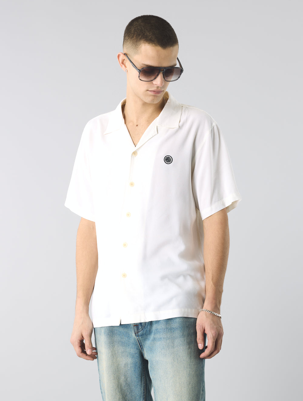 White Islington Cuban Collar Shirt