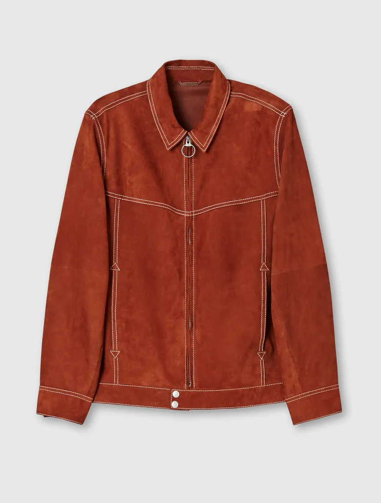 Pretty green leather store zip through jacket